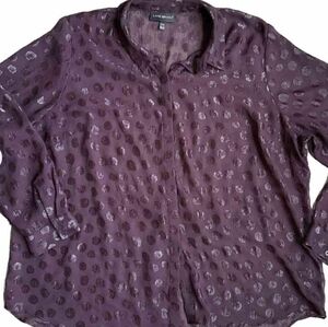 Lane Bryant Sheer Shirt Plus Size 26/28 Purple Polkadot